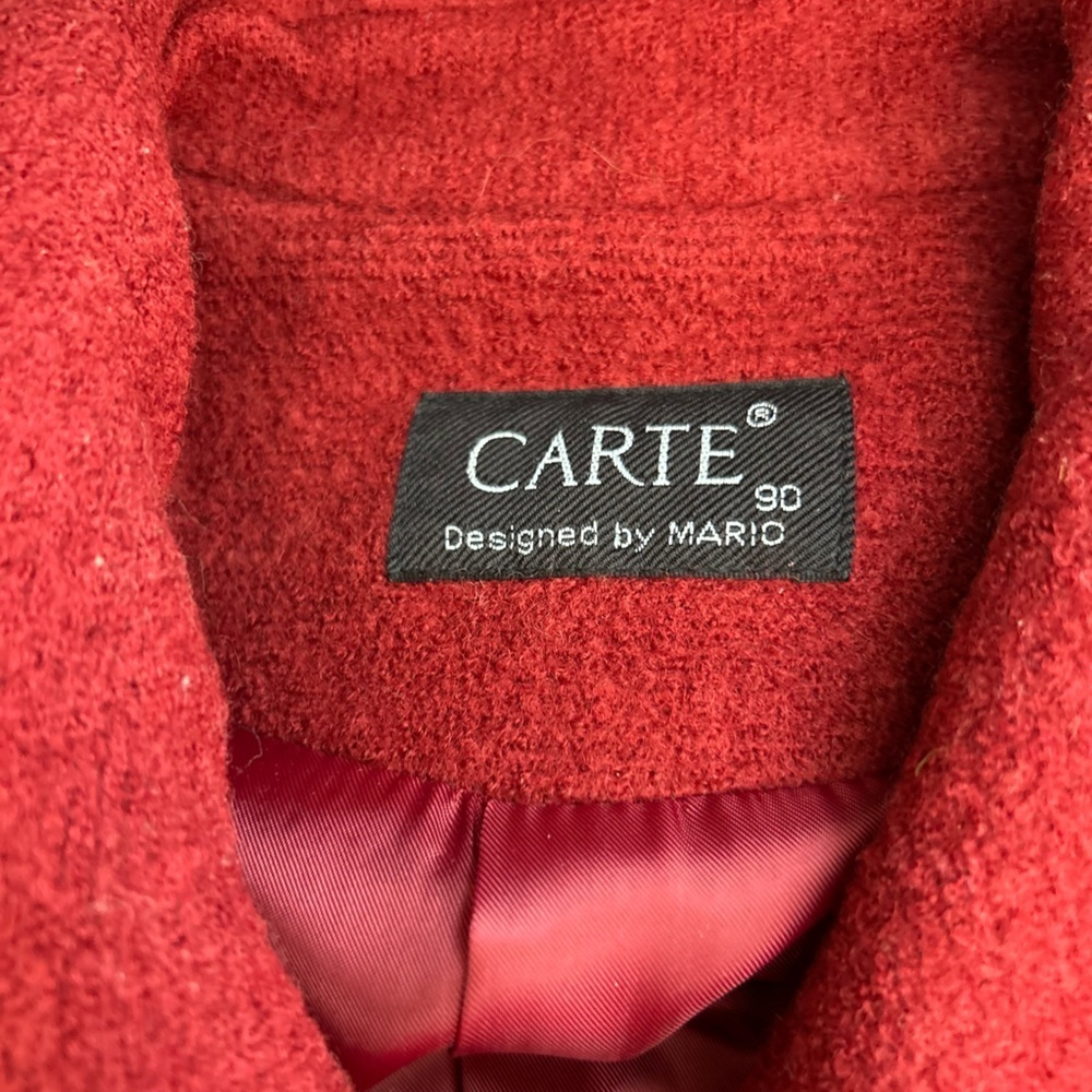 CARTE/Austria Red Boiled Wool Jacket with Black Trim - Picture 12 of 13